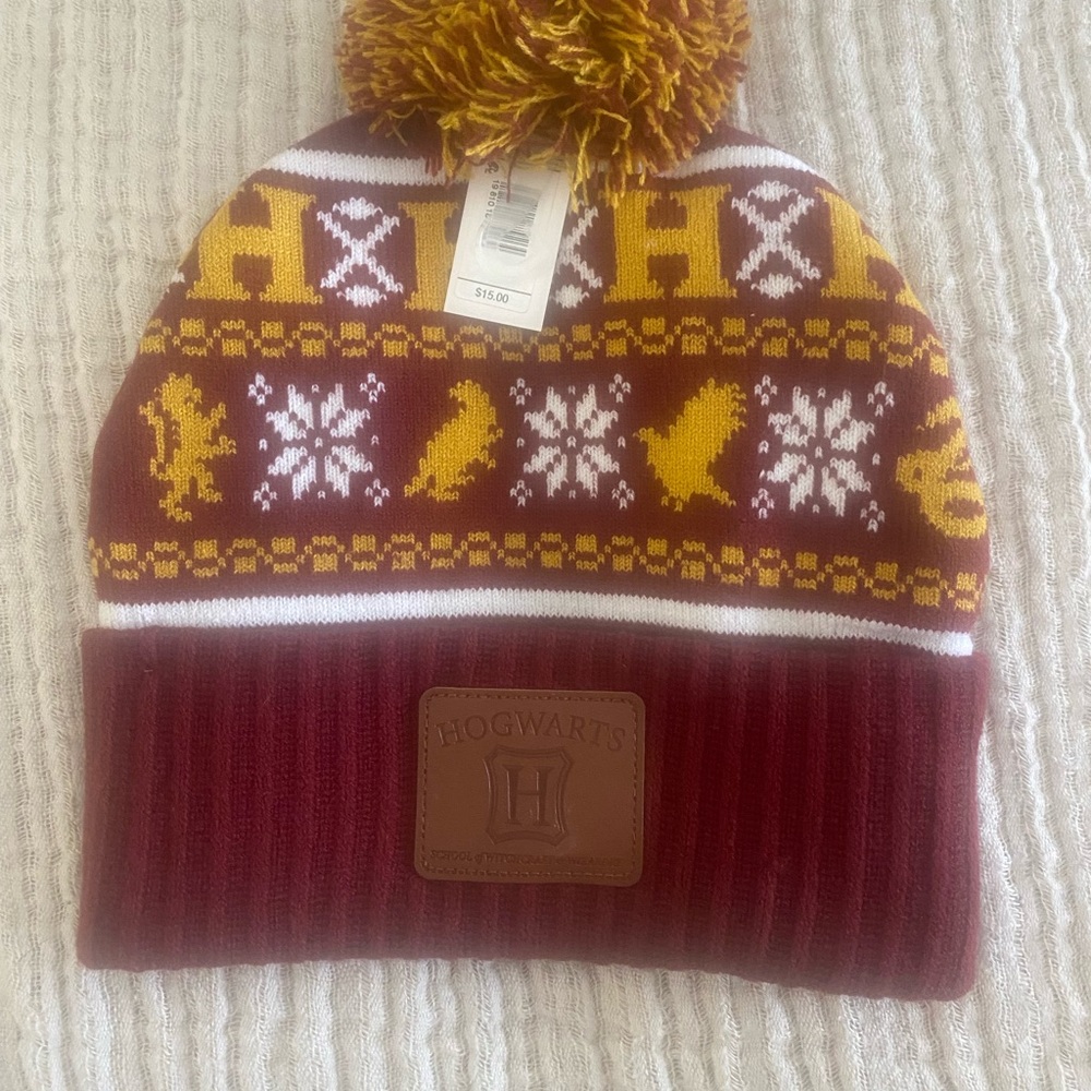 Warner Bros Brown and Gold Knitted Hat with Pom-Pom